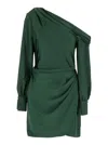 Simkhai Cameron Draped One-shoulder Mini Dress In Green