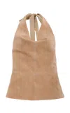 Simkhai Griffin Suede Halter Top In Nude