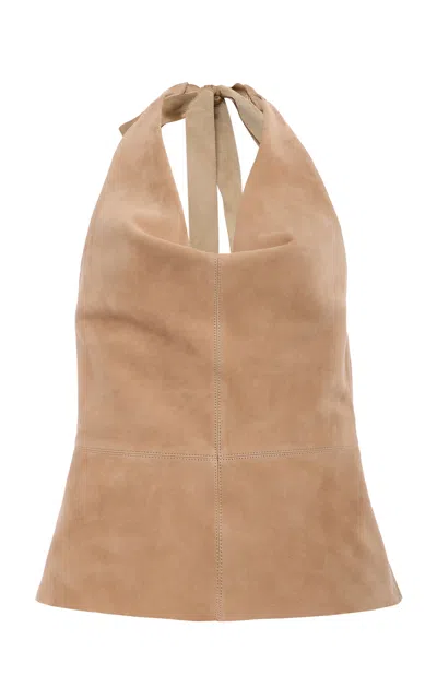 Simkhai Griffin Suede Halter Top In Nude