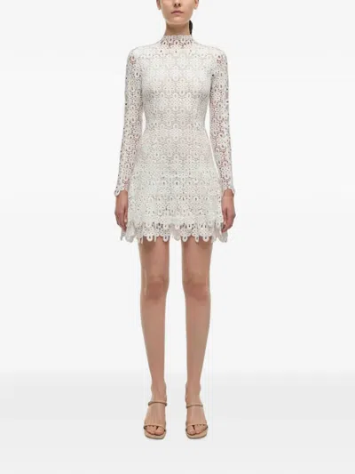 Simkhai Guipure-lace Long-sleeve Dress In White