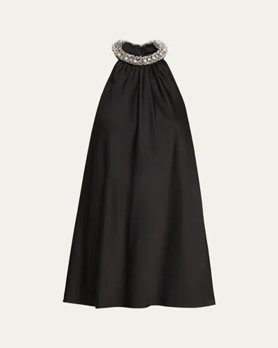Simkhai Hadleigh Embellished Satin Mini Dress In Black