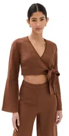Simkhai Hailey Wrap Crop Top In Bronze