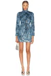 Simkhai Halen Draped Mock Neck Mini Dress In Celestial