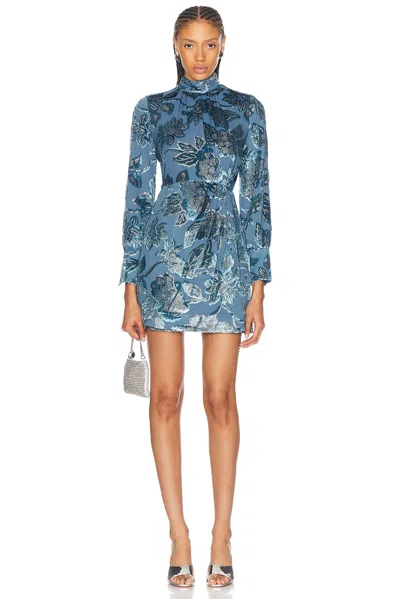 Simkhai Halen Draped Mock Neck Mini Dress In Blue