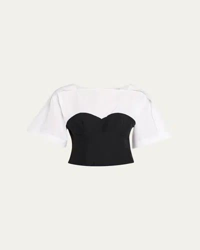 Simkhai Hallen Short-sleeve Combo Top In Black