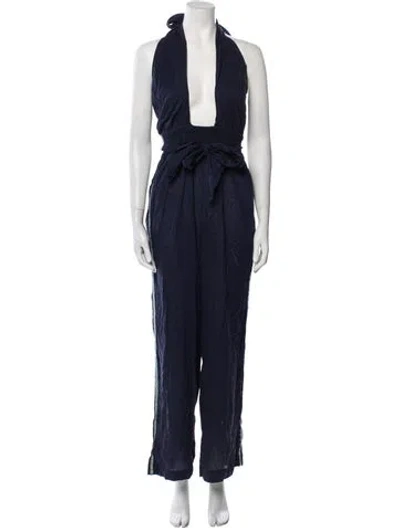 Pre-owned Simkhai Halterneck Jumpsuit In Blue