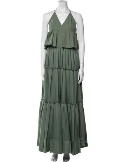 Pre-owned Simkhai Halterneck Long Dress In Green