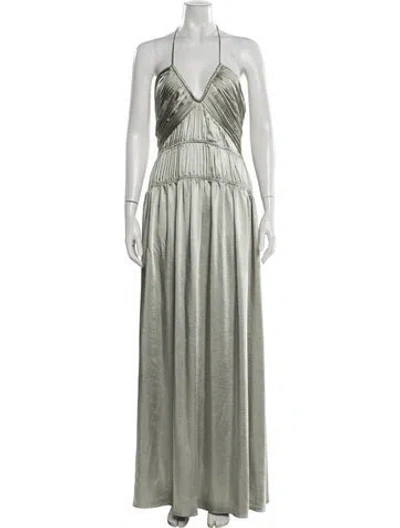 Pre-owned Simkhai Halterneck Long Dress In Green