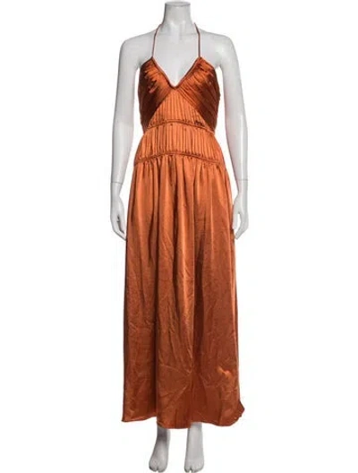 Pre-owned Simkhai Halterneck Long Dress In Metallic/orange