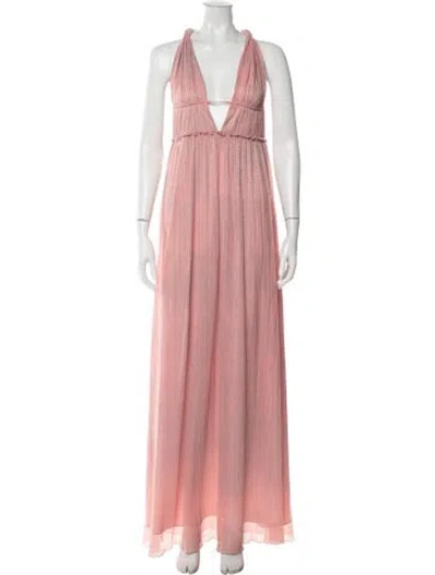 Pre-owned Simkhai Halterneck Long Dress In Metallic/pink