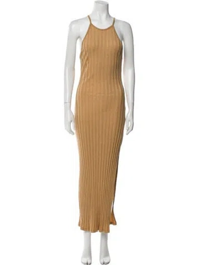 Pre-owned Simkhai Halterneck Long Dress In Neutral
