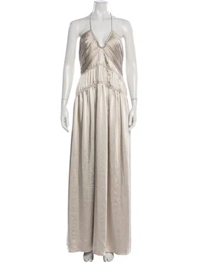 Pre-owned Simkhai Halterneck Long Dress In Neutral
