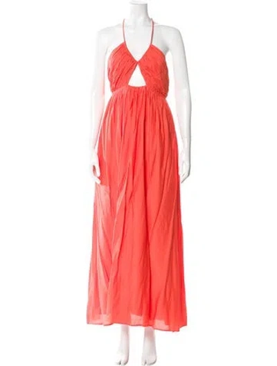 Pre-owned Simkhai Halterneck Long Dress In Orange