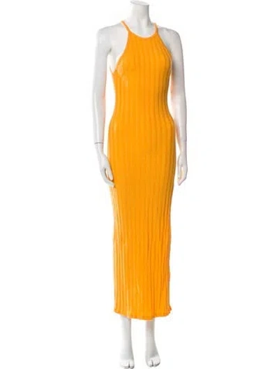 Pre-owned Simkhai Halterneck Long Dress In Orange