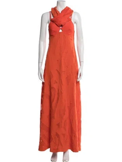 Pre-owned Simkhai Halterneck Long Dress In Orange