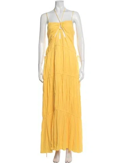 Pre-owned Simkhai Halterneck Long Dress In Yellow