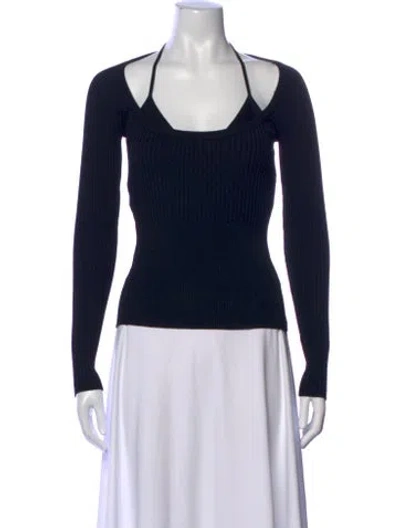 Pre-owned Simkhai Halterneck Long Sleeve Top In Black