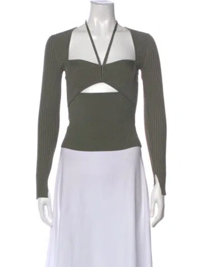 Pre-owned Simkhai Halterneck Long Sleeve Top W/ Tags In Green