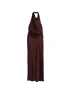 Simkhai Reannon Halterneck Satin Gown In Brown