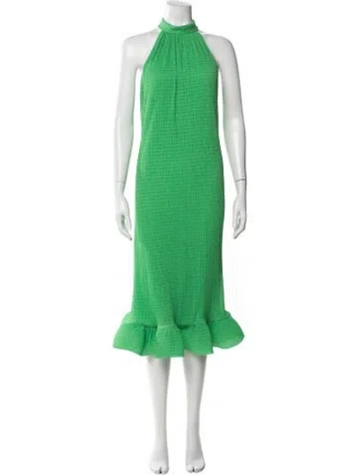 Pre-owned Simkhai Halterneck Midi Length Dress In Green