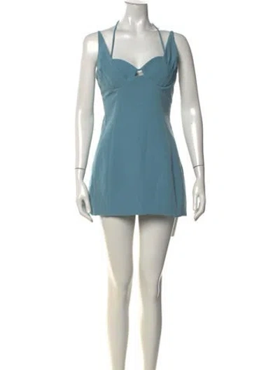 Pre-owned Simkhai Halterneck Mini Dress In Blue