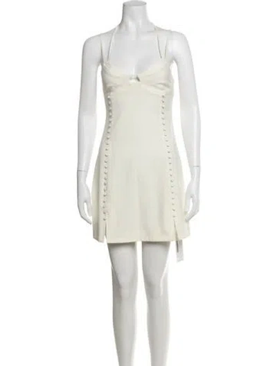 Pre-owned Simkhai Halterneck Mini Dress In Neutrals