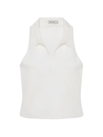 Simkhai Halterneck Polo Top In White