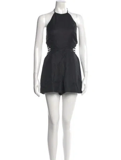 Pre-owned Simkhai Halterneck Romper In Black