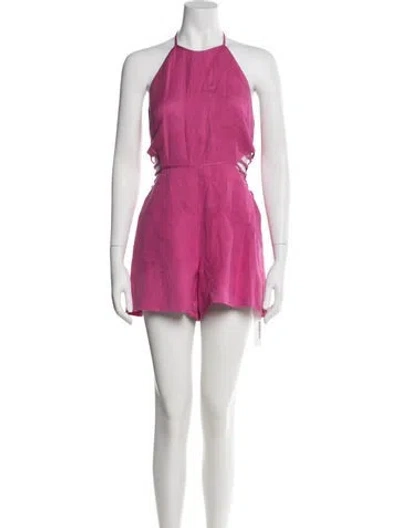 Pre-owned Simkhai Halterneck Romper In Pink