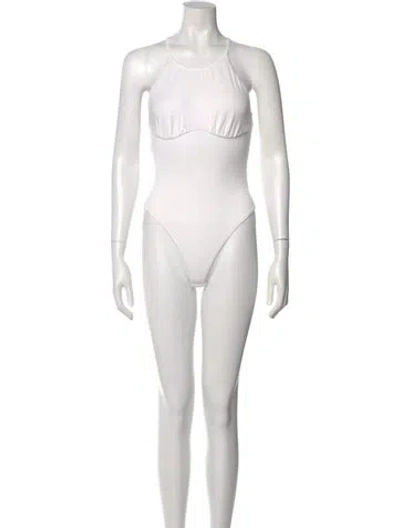 Pre-owned Simkhai Halterneck Sleeveless Bodysuit In Neutral