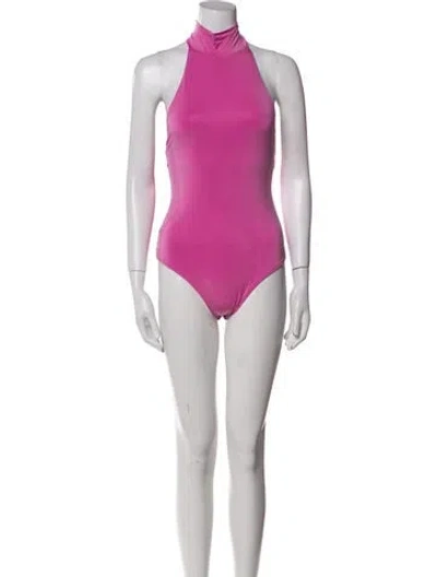 Pre-owned Simkhai Halterneck Sleeveless Bodysuit In Pink