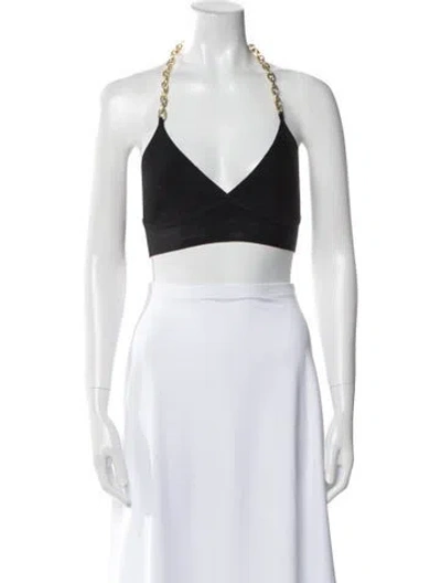 Pre-owned Simkhai Halterneck Sleeveless Crop Top In Black