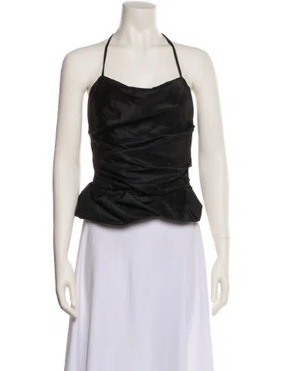 Pre-owned Simkhai Halterneck Sleeveless Crop Top In Black