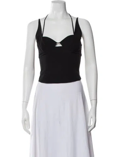 Pre-owned Simkhai Halterneck Sleeveless Crop Top In Black