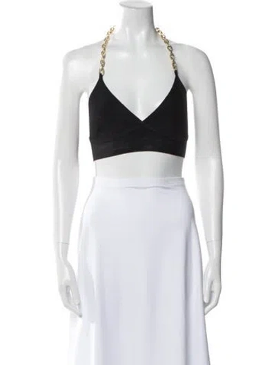Pre-owned Simkhai Halterneck Sleeveless Crop Top In Black
