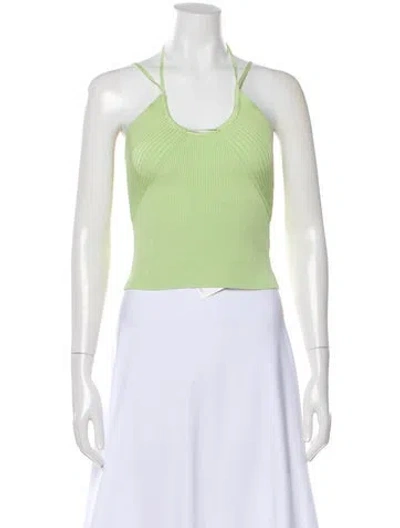 Pre-owned Simkhai Halterneck Sleeveless Crop Top In Green