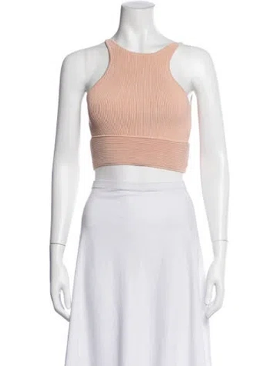 Pre-owned Simkhai Halterneck Sleeveless Crop Top In Neutral