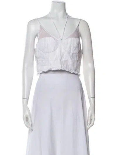 Pre-owned Simkhai Halterneck Sleeveless Crop Top In White