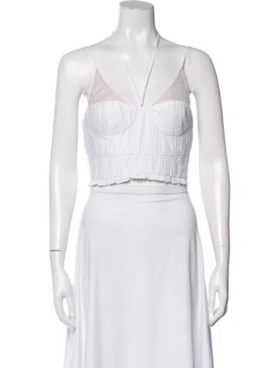 Pre-owned Simkhai Halterneck Sleeveless Crop Top In White