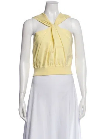 Pre-owned Simkhai Halterneck Sleeveless Crop Top In Yellow