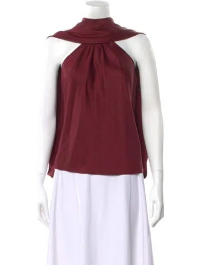 Pre-owned Simkhai Halterneck Sleeveless Top In Burgundy