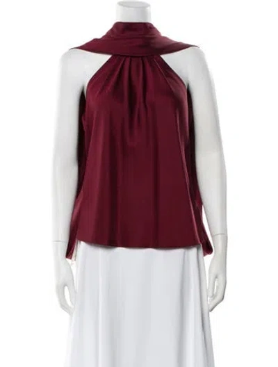 Pre-owned Simkhai Halterneck Sleeveless Top In Burgundy