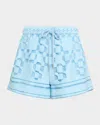 Simkhai Hannah Logo Pull-on Shorts In Blue