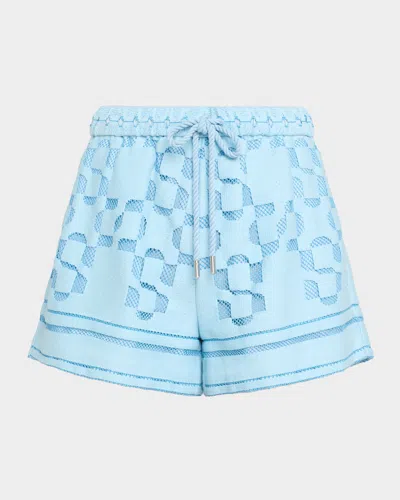 Simkhai Hannah Cotton-blend Shorts In Blue