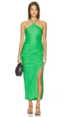Simkhai Hansel Draped Linen Halterneck Maxi Dress In 长尾小鹦鹉蓝