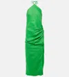 Simkhai Hansel Draped Linen Halterneck Maxi Dress In Green