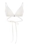 Simkhai Harlen Triangle Tie-front Bikini Top In White