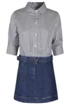 Simkhai Women's Harlowe Cotton Combo Denim Shirt Dress