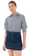 Simkhai Women's Harlowe Cotton Combo Denim Shirt Dress In Indigo Stripe Multi