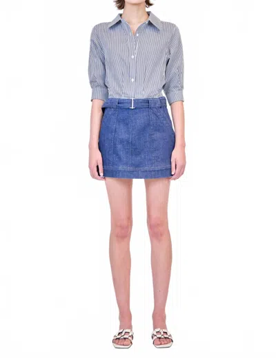 Simkhai Harlowe Denim Mini Dress In Indigo Stripe Multi In Blue